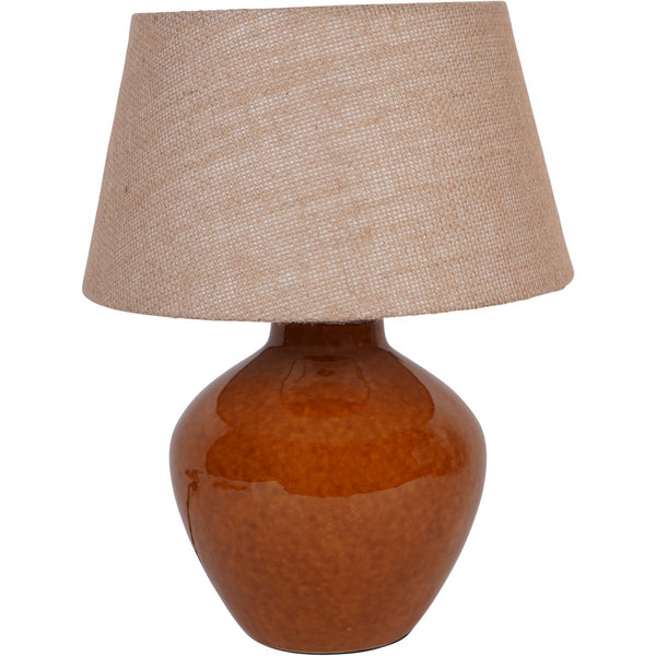 beau monde Beaumonde Home Aubrey Terracotta Ceramic Lamp With Hessian Shade Large E27 60W