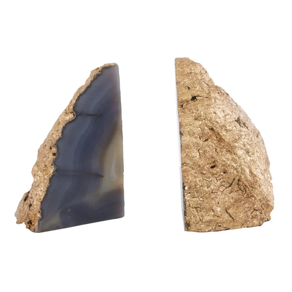 Beau Monde Beaumonde Home Bowerbird Agata Grey And Gold Bookends