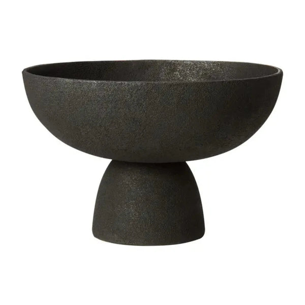 Beau Monde Beaumonde Home Derva Large Textured Black Pedestal Bowl