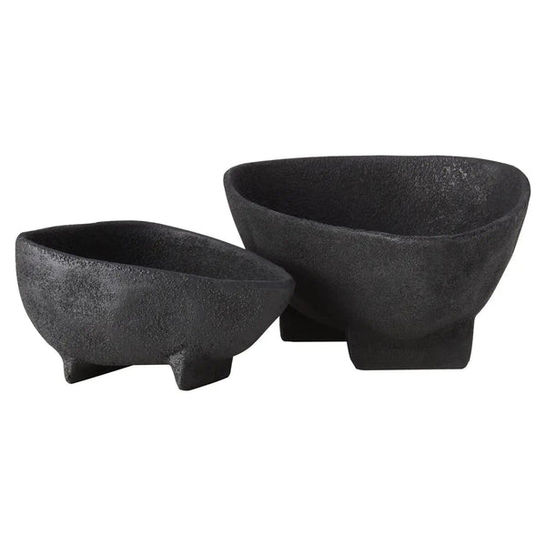 beau monde Beaumonde Home Derva Set Of 2 Textured Black Bowls