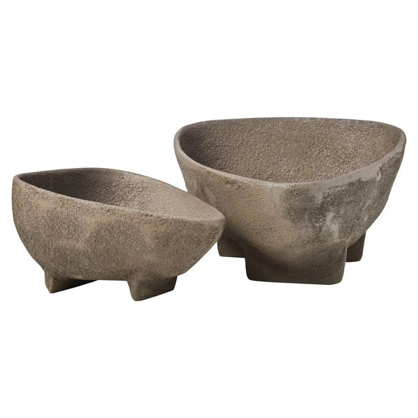 beau monde Beaumonde Home Derva Set Of 2 Textured Grey Bowls