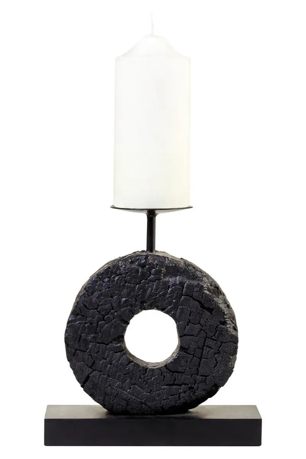 beau monde Beaumonde Home Faith Small Charred Black Candle Holder