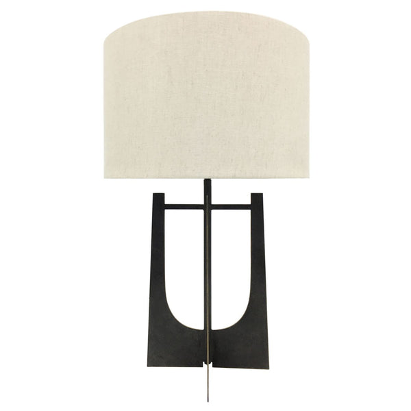 Beau Monde Beaumonde Home Glenthorpe Hammered Iron Table Lamp Gilded Oak With Irish Linen Shade