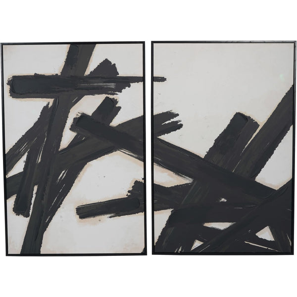 Beau Monde Beaumonde Home Hand Finished Impasto Brushstrokes Set Of 2 Framed Canvases