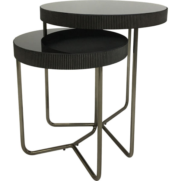 beau monde Beaumonde Home Knightsbridge Set of 2 Side Tables with Black Tinted Glass