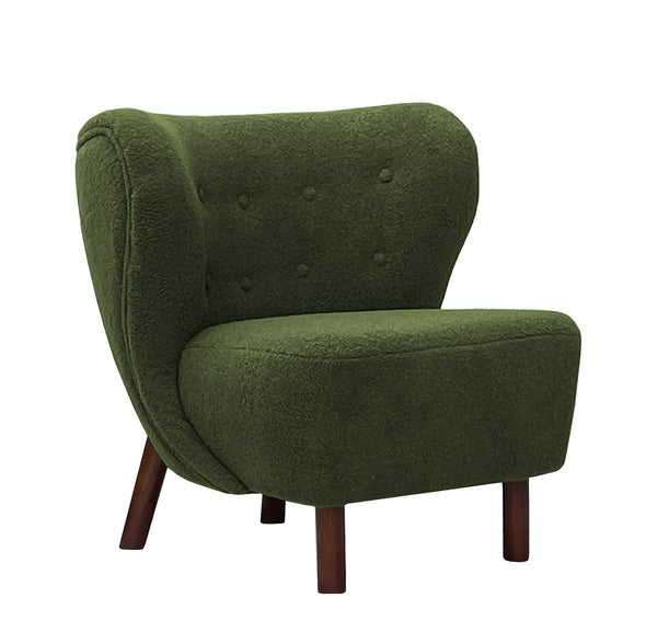 Beau Monde Beaumonde Home Lewington Boucle Wingback Occasional Chair - Olive Green