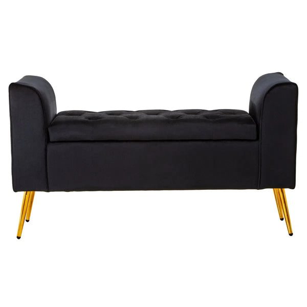 beau monde Beaumonde Home Lorenzo Black Velvet Storage Bench