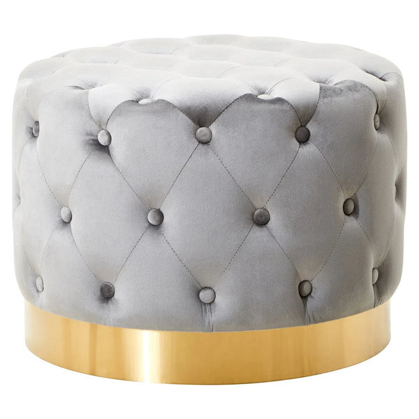 beau monde Beaumonde Home Lorenzo Grey Velvet Stool