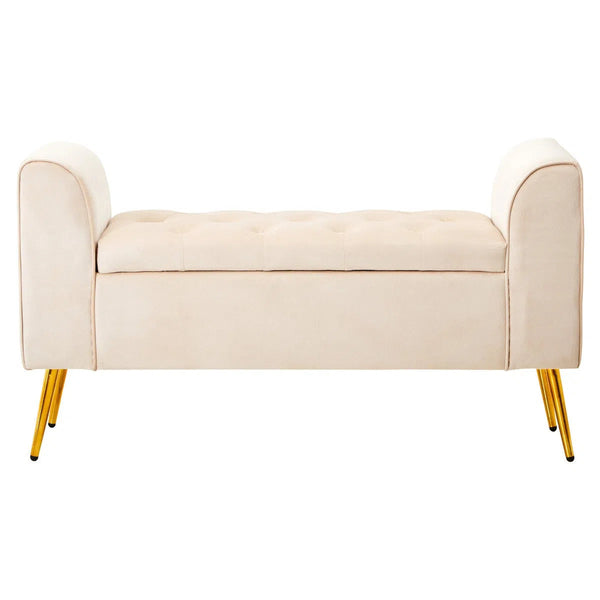 beau monde Beaumonde Home Lorenzo Stone Velvet Storage Bench