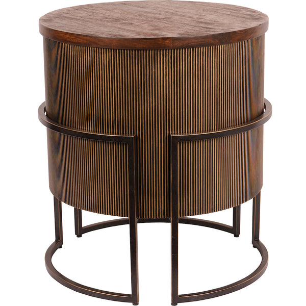 beau monde Beaumonde Home Luxor Corrugated Antique Gold End Table