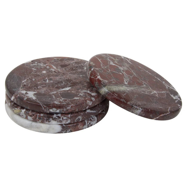 Beau Monde Beaumonde Home Marmoratus Set Of Four Round Red Coasters