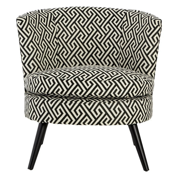 Beau Monde Beaumonde Home Marylebone Black And Beige Fret Round Armchair