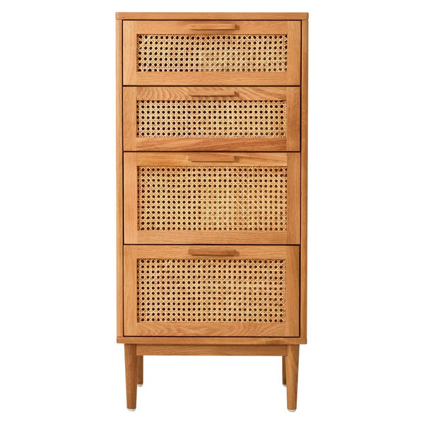beau monde Beaumonde Home Miribel Rattan and Oak Three Drawer Wood Chest