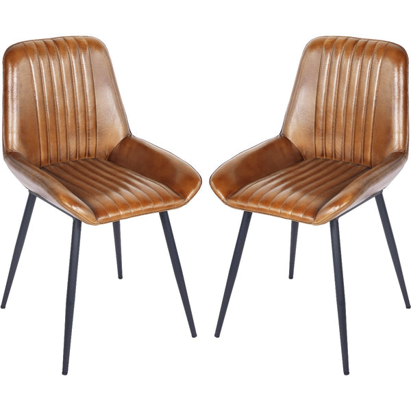 beau monde Beaumonde Home Pair of Soho Leather Dining Chairs - Cognac
