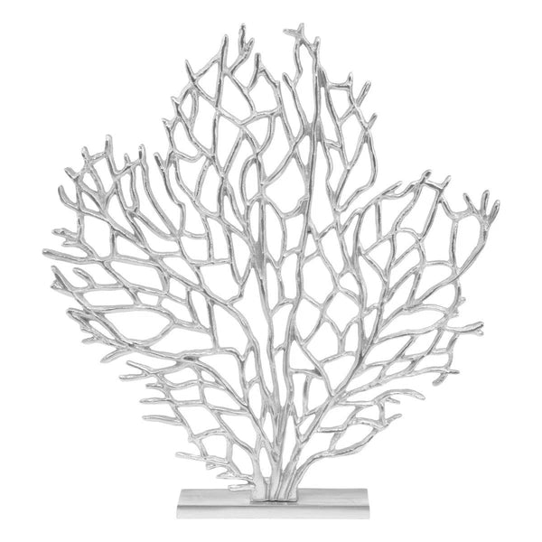 Beau Monde Beaumonde Home Prato Large Silver Nickel Finish Coral Sculpture