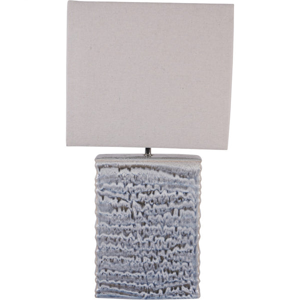 beau monde Beaumonde Home Sereno Square Ceramic Lamp Off White with Shade E27 60W