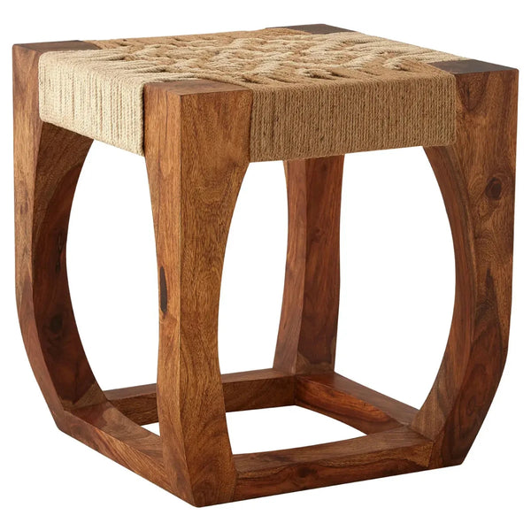 Beau Monde Beaumonde Home Sheesham Wood And Jute Maverick Stool