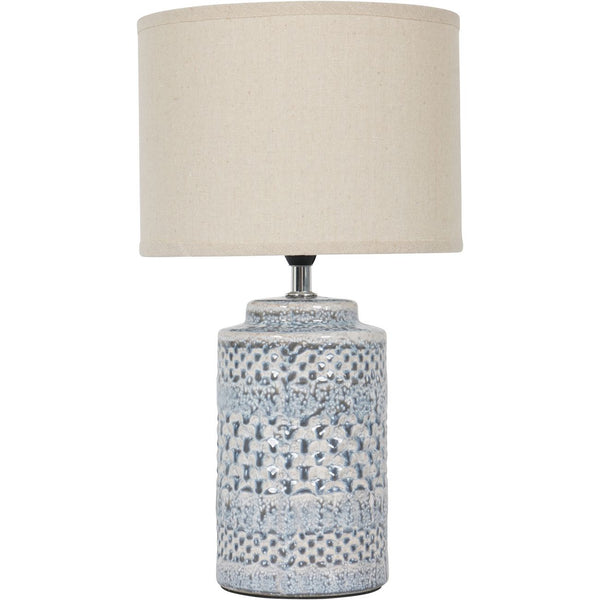 beau monde Beaumonde Home Stormy Sky Glaze Table Lamp 60cm with Cream Drum Shade