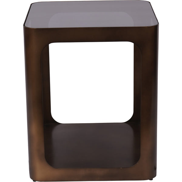 beau monde Beaumonde Home Thorpe Square Metal and Glass Side Table