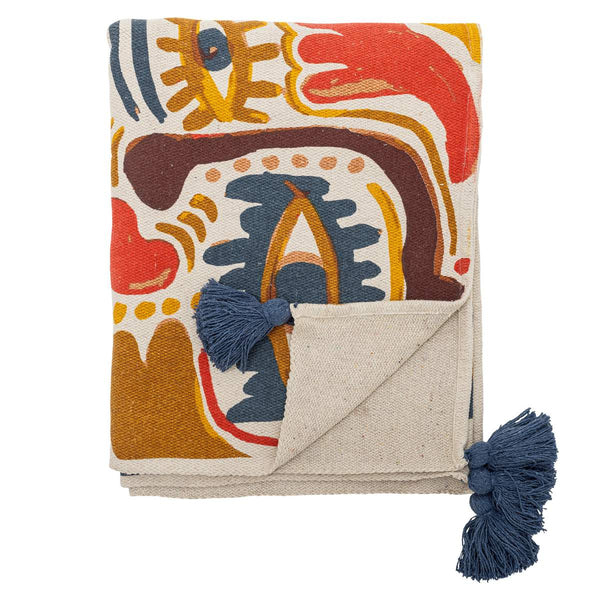 Beau Monde Bloomingville Horus Orange Recycled Cotton Throw