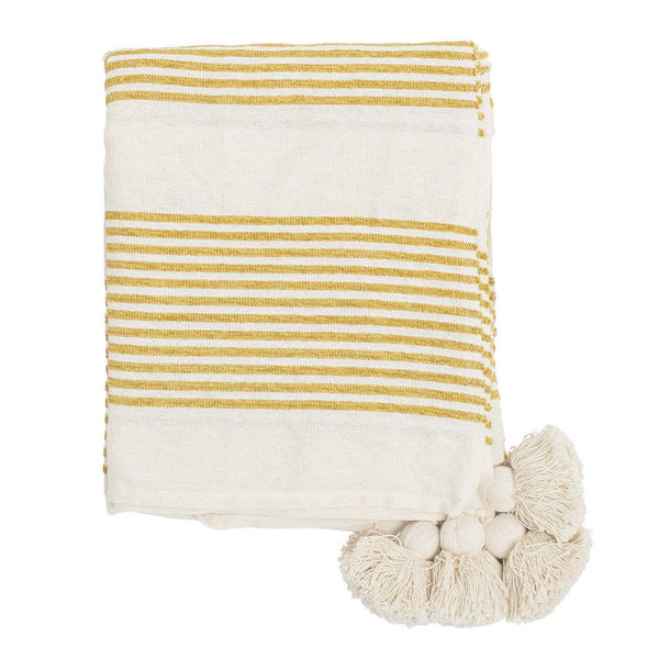 beau monde Bloomingville Libertus Striped Yellow Throw
