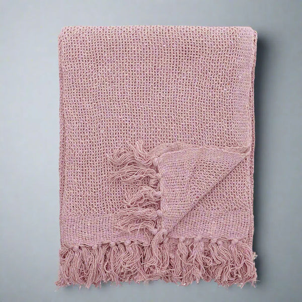 beau monde Bloomingville Rose Pink Recycled Cotton Throw