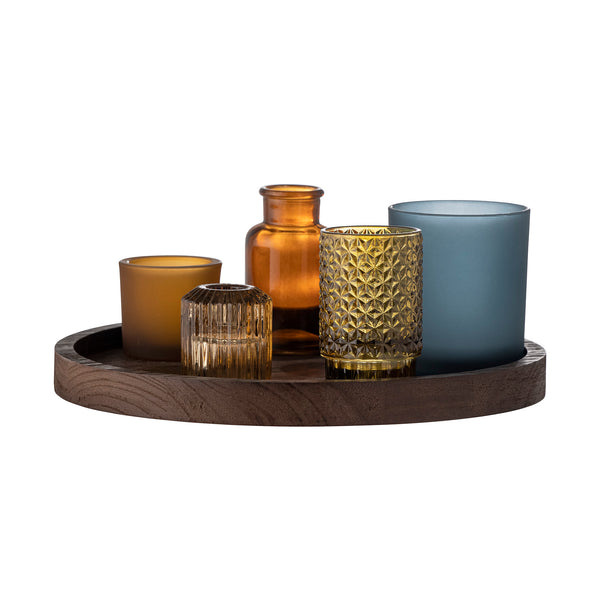beau monde Bloomingville Sanga Votive Tray Set - Brown Glass