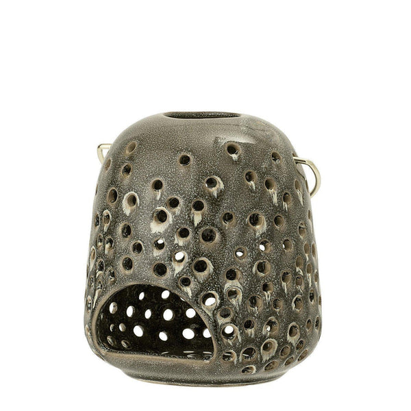 Beau Monde Bloomingville Vivek Stoneware Hurricane Lantern - Green