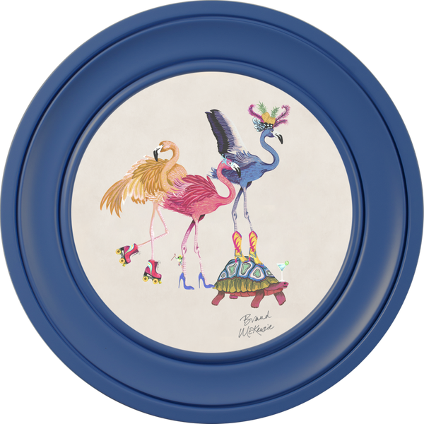 Beau Monde Brand McKenzie Balancing Act Flamboyance Framed Round Art Print With Chalk White Background