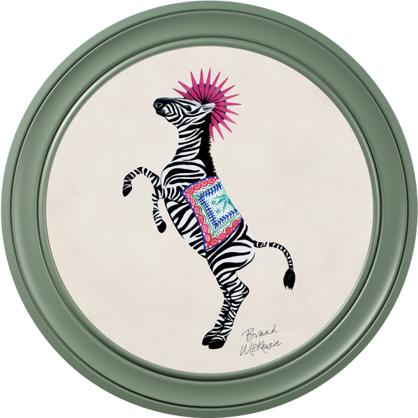 Beau Monde Brand McKenzie Balancing Act Kiki Framed Round Art Print With Chalk White Background