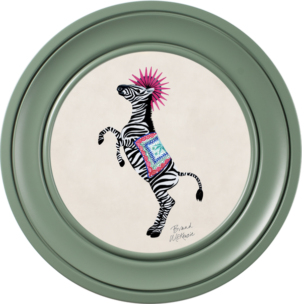 beau monde Brand McKenzie Balancing Act Kiki Framed Round Art Print with Chalk White Background