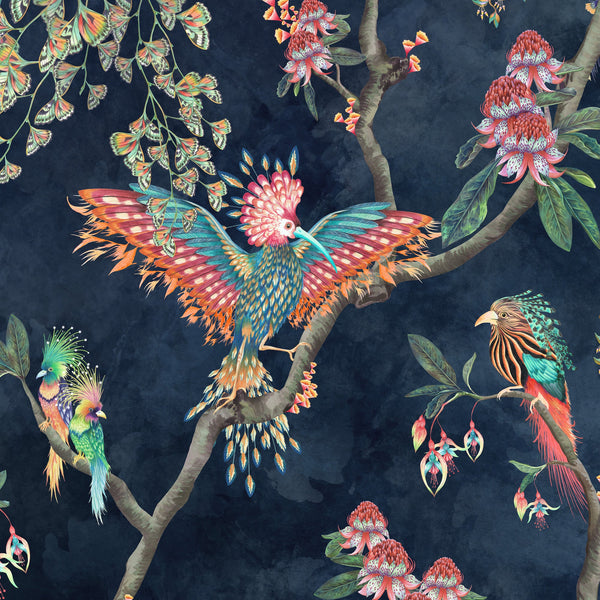 beau monde Brand McKenzie Birds In Paradise Wallpaper - Midnight