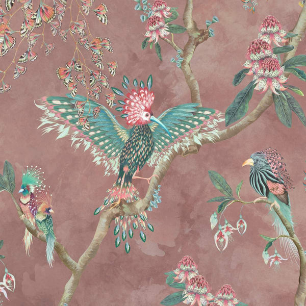 beau monde Brand McKenzie Birds In Paradise Wallpaper - Old Rose