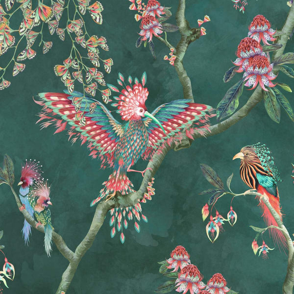 Beau Monde Brand McKenzie Birds In Paradise Wallpaper - Teal