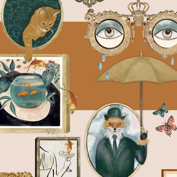 Beau Monde Brand McKenzie Connecting Frames Wallpaper - Caramel