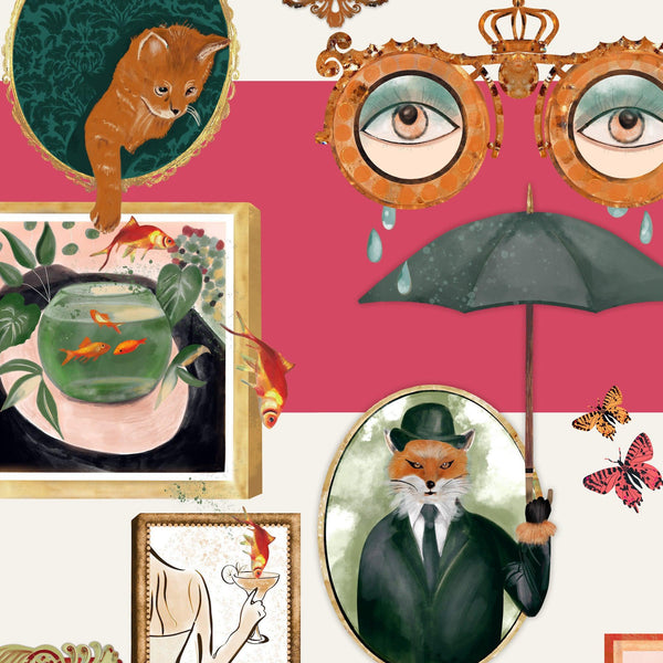 beau monde Brand McKenzie Connecting Frames Wallpaper - Cerise