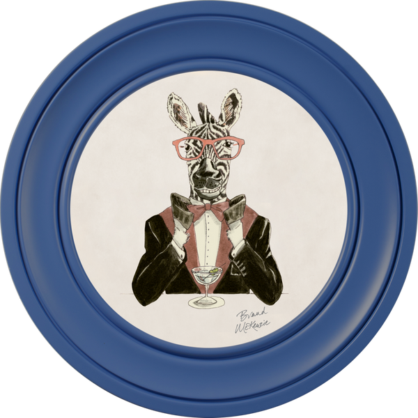 Beau Monde Brand McKenzie Happy Hour Marty Framed Round Art Print With Chalk White Background