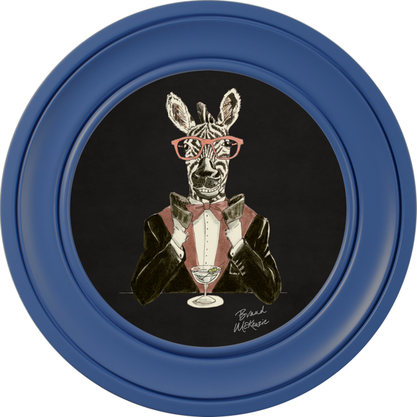 Beau Monde Brand McKenzie Happy Hour Marty Framed Round Art Print With Charcoal Black Background