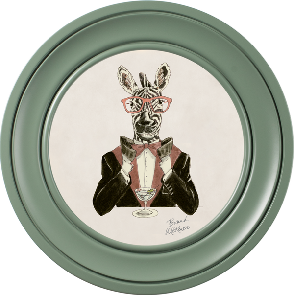 beau monde Brand McKenzie Happy Hour Marty Framed Round Art Print with Chalk White Background