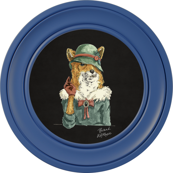 Beau Monde Brand McKenzie Happy Hour Vixen Framed Round Art Print With Charcoal Black Background