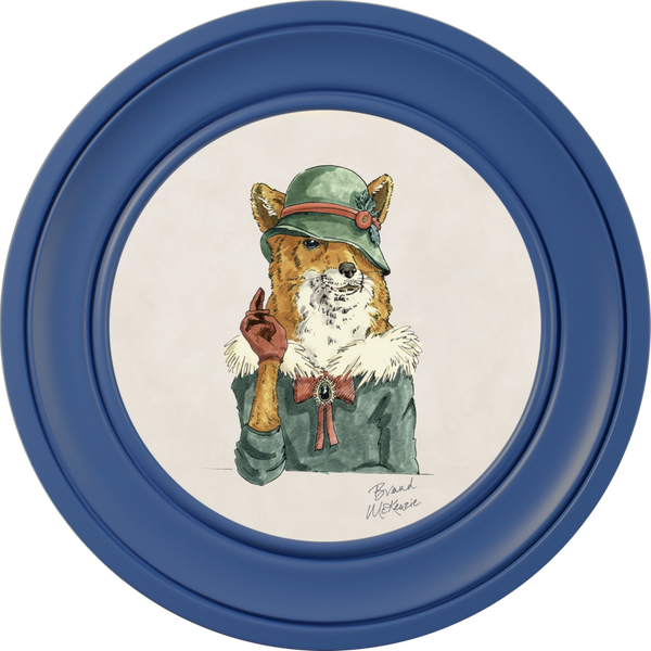 Beau Monde Brand McKenzie Happy Hour Vixen Framed Round Art Print With Chalk White Background