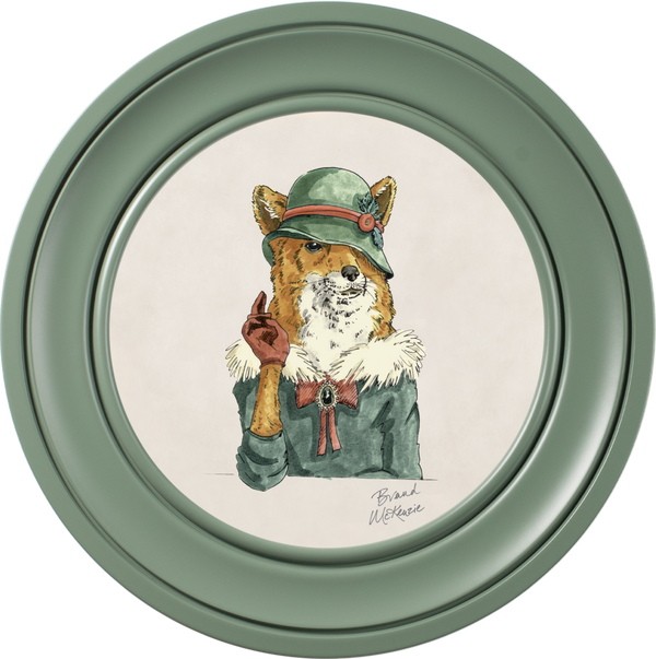 beau monde Brand McKenzie Happy Hour Vixen Framed Round Art Print with Chalk White Background