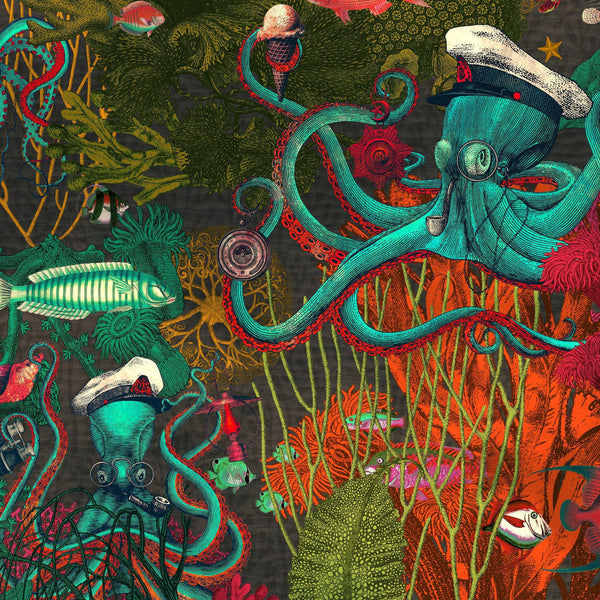 Beau Monde Brand McKenzie Octopus Wallpaper - Flaming Olive