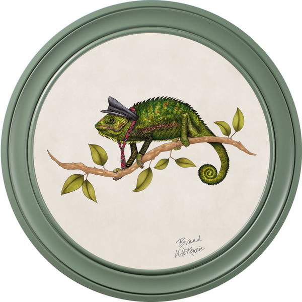 Beau Monde Brand McKenzie Punk Rocks Cleo Framed Round Art Print With Chalk White Background