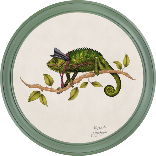 Beau Monde Brand McKenzie Punk Rocks Cleo Framed Round Art Print With Chalk White Background