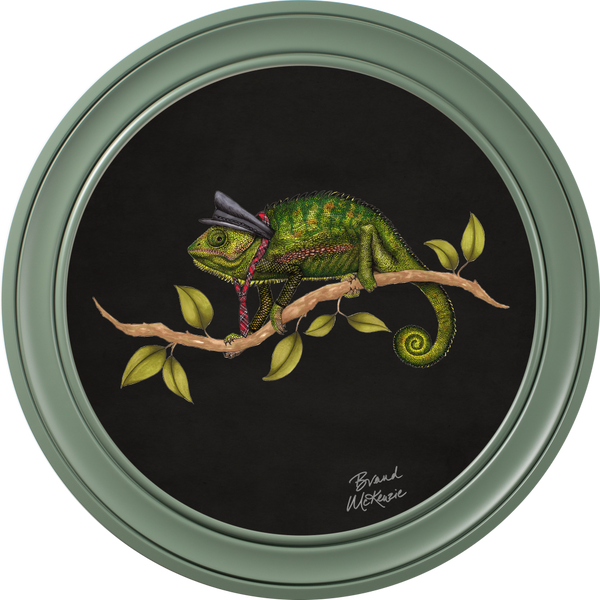 Beau Monde Brand McKenzie Punk Rocks Cleo Framed Round Art Print With Charcoal Black Background