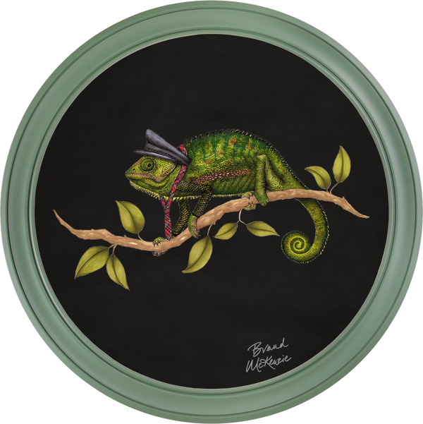 Beau Monde Brand McKenzie Punk Rocks Cleo Framed Round Art Print With Charcoal Black Background