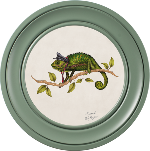 beau monde Brand McKenzie Punk Rocks Cleo Framed Round Art Print with Chalk White Background