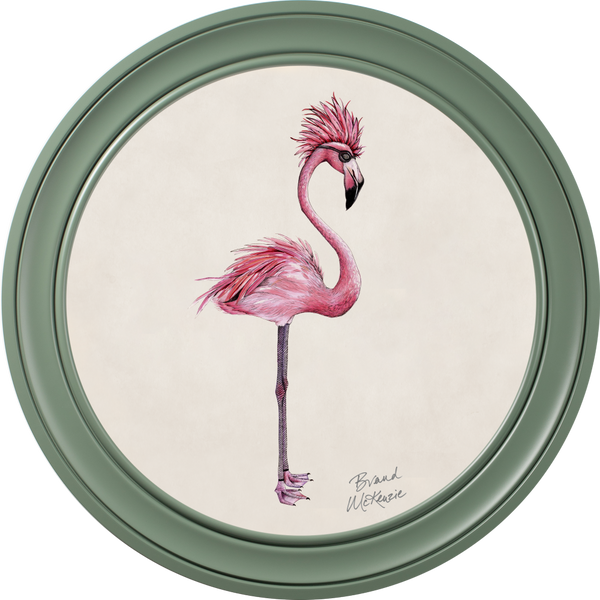 Beau Monde Brand McKenzie Punk Rocks Fiona Framed Round Art Print With Chalk White Background