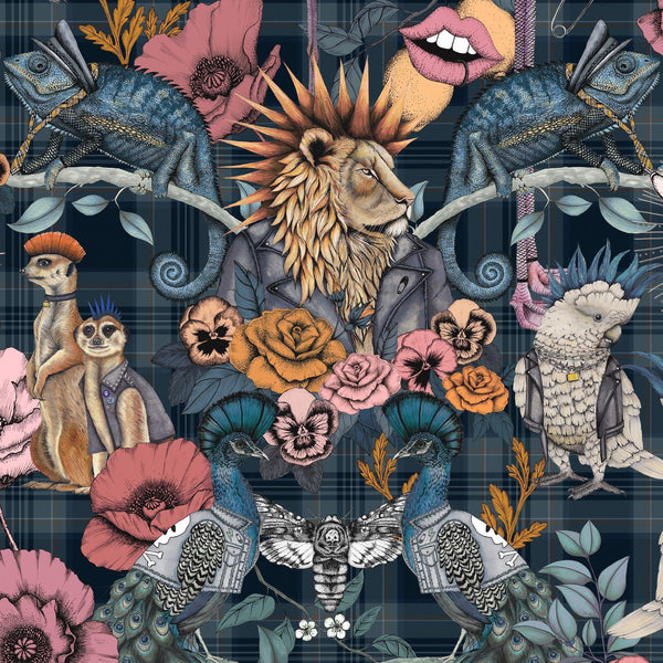 beau monde Brand McKenzie Punk Rocks Wallpaper - Denim